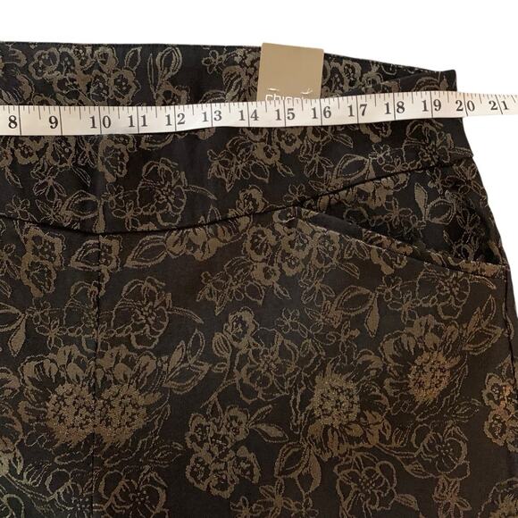 NWT Chico's Pants Sz 3.5 (18) Josie Slim Pull-On Ankle Soiree Metallic Jacquard - Picture 5 of 7